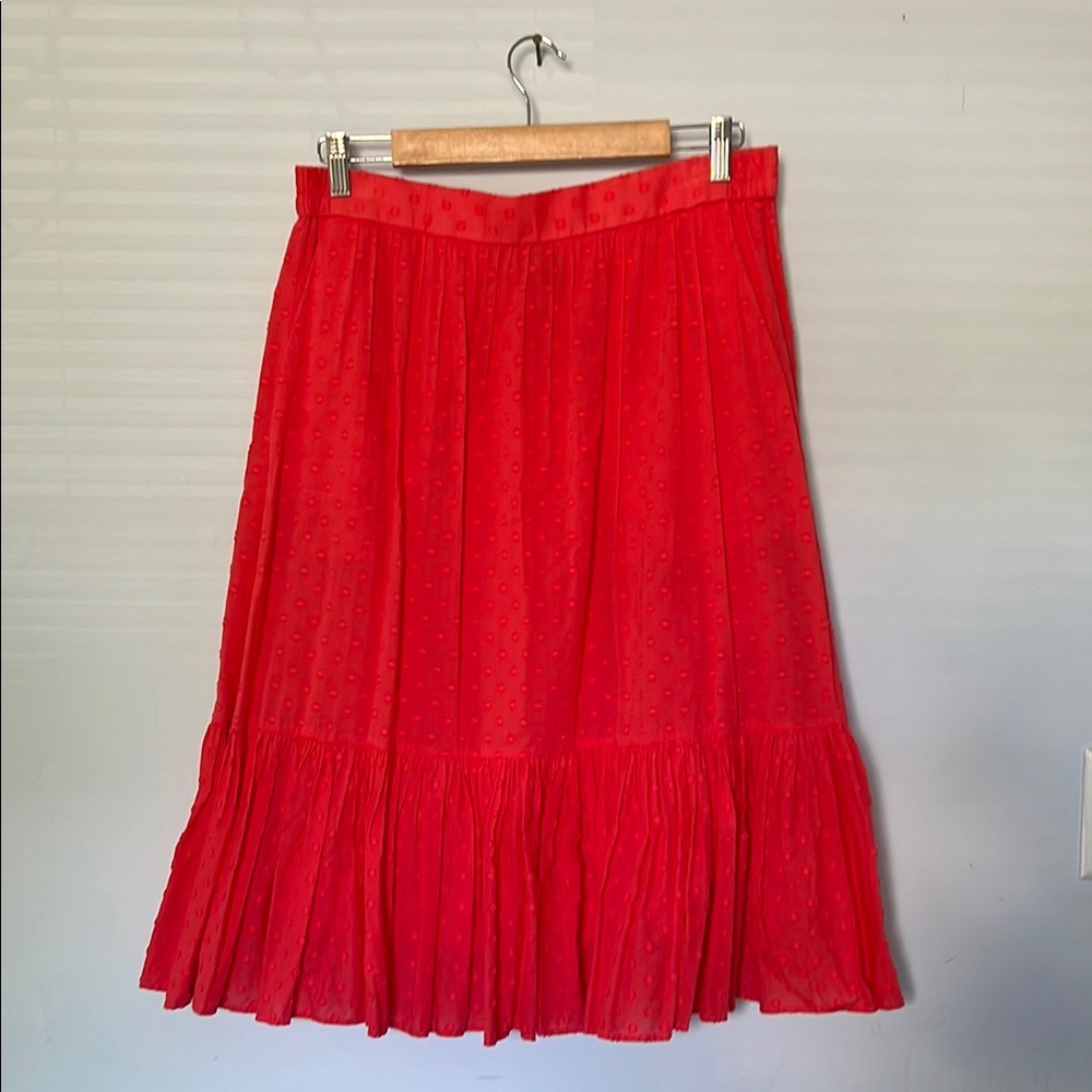 J. Crew bright coral midi skirt